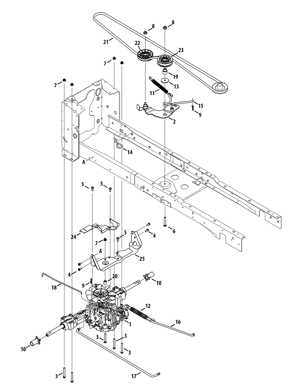 Drive System (Lx) Diagram and Parts List for XT2-LX42KH (13APA1CS010-13WPA1CS010)(2015) Cub Cadet Lawn Tractor